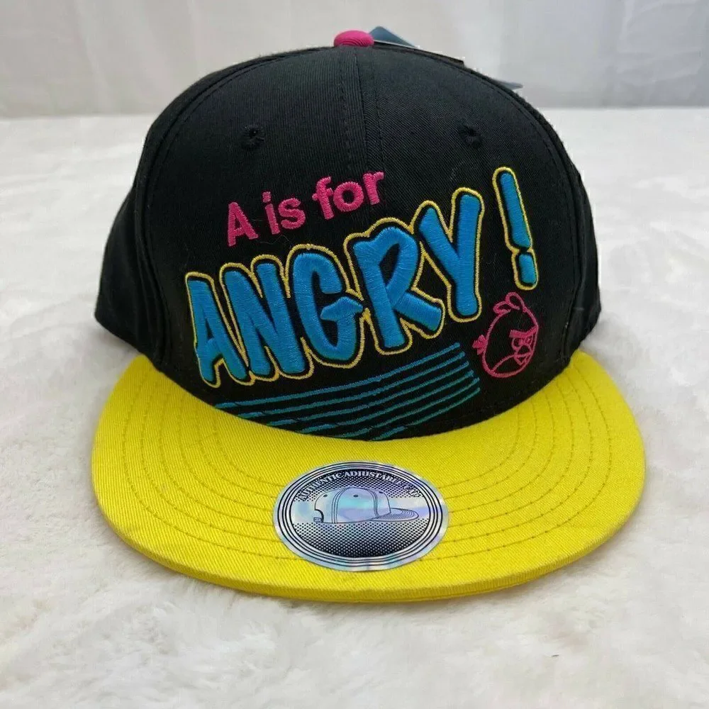 NWT Angry Birds Embroidered Snapback Cap A Is For Angry Black Concept One Access
